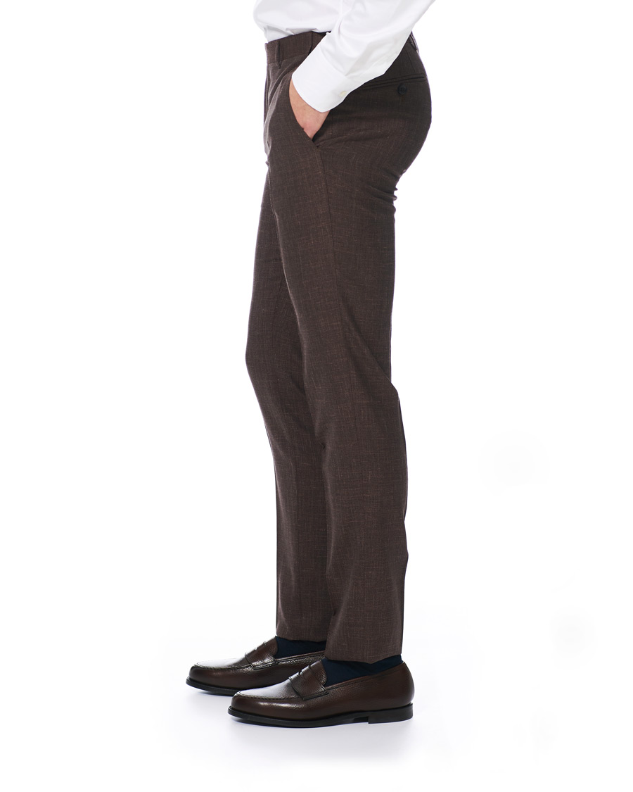 Herren | Hosen | Canali | Wool/Linen Classic Trousers Dark Brown