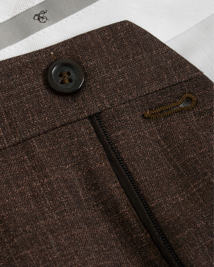 Herren | Hosen | Canali | Wool/Linen Classic Trousers Dark Brown