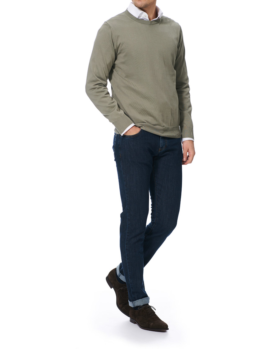 Herren | Pullover | Canali | Cotton Crew Neck Sage