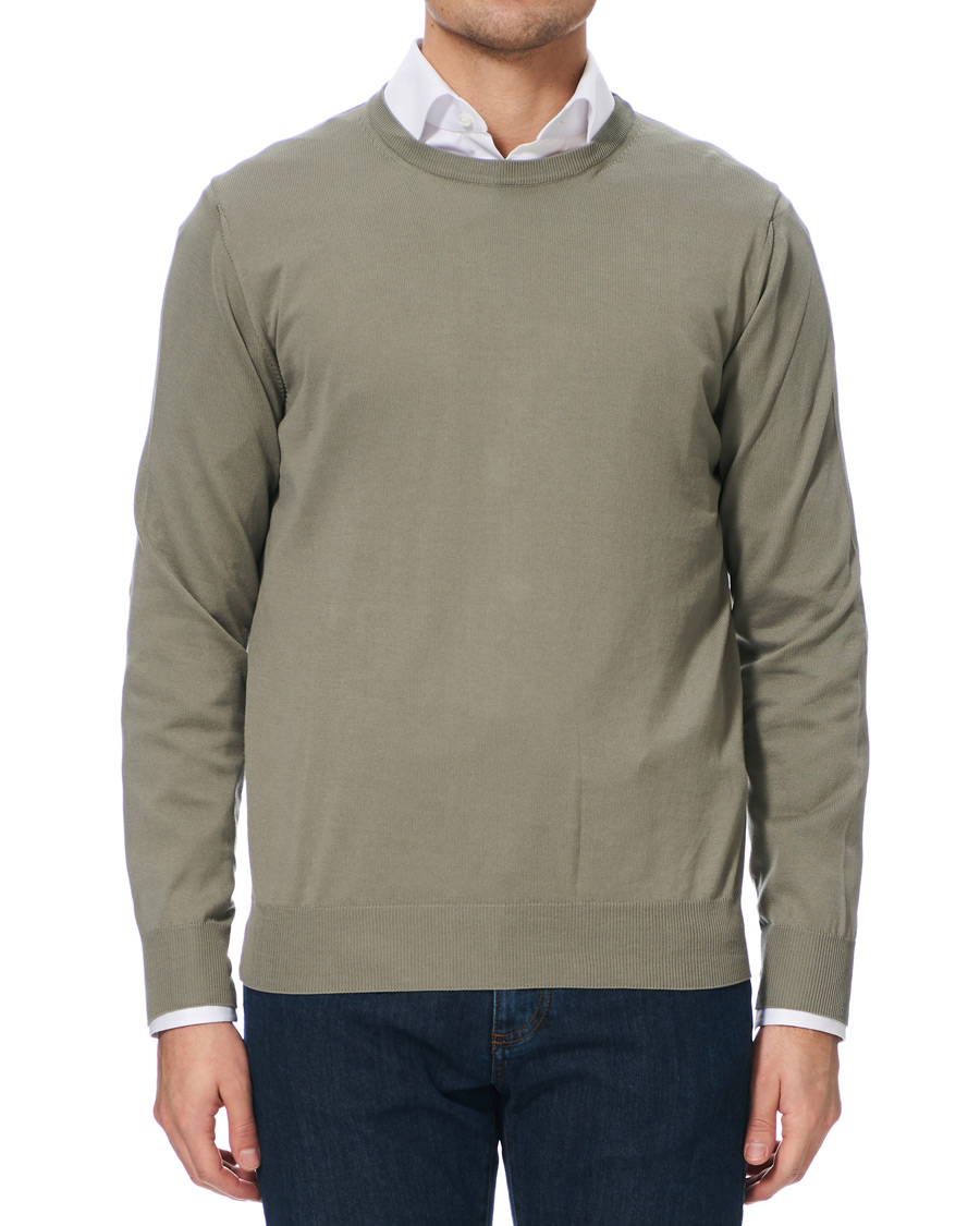 Herren | Pullover | Canali | Cotton Crew Neck Sage