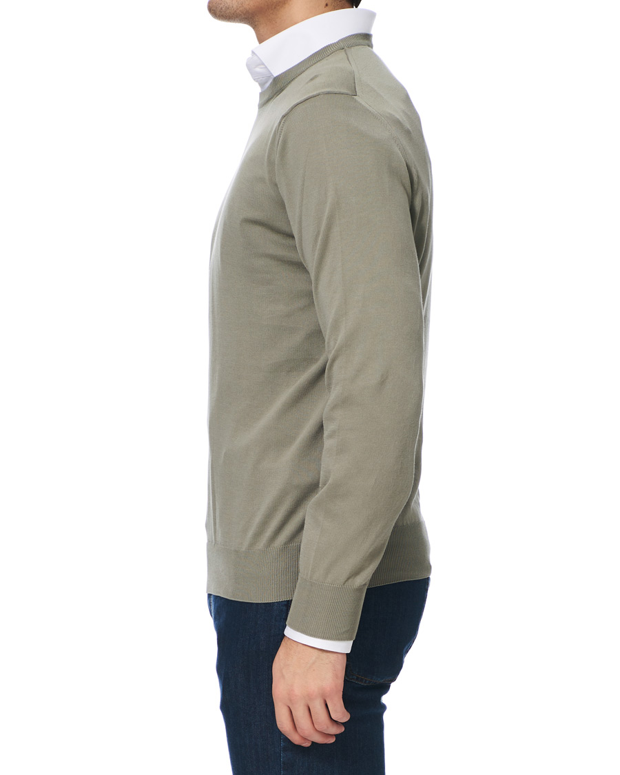Herren | Pullover | Canali | Cotton Crew Neck Sage