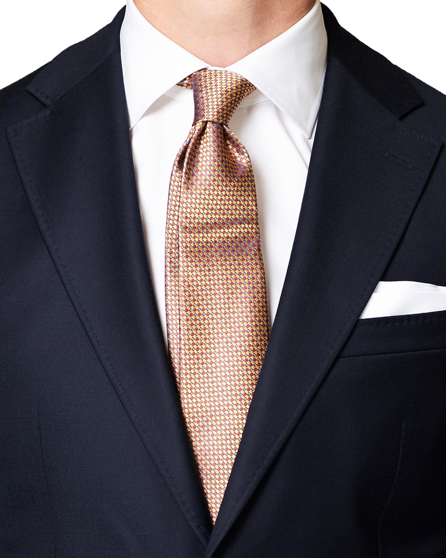 Herren | Canali Silk Micro Texture 8 cm Tie Orange | Canali | Silk Micro Texture 8 cm Tie Orange