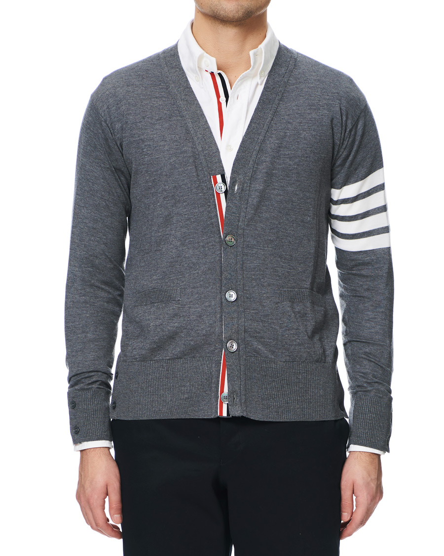 Herren | Pullover | Thom Browne | Merino Wool Cardigan Heather Grey