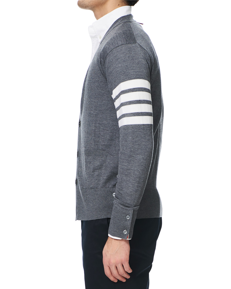 Herren | Pullover | Thom Browne | Merino Wool Cardigan Heather Grey