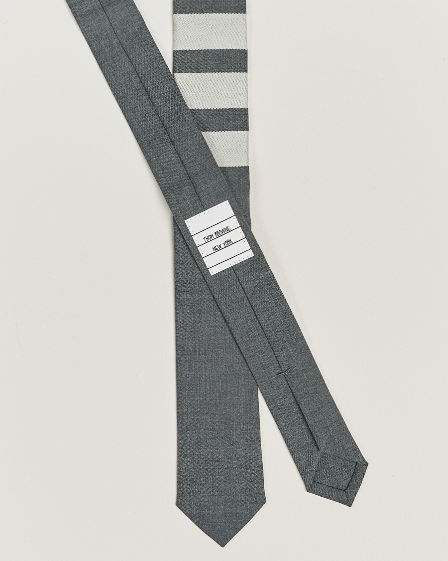 Herren | Thom Browne 4 Bar Classic Tie Medium Grey | Thom Browne | 4 Bar Classic Tie Medium Grey