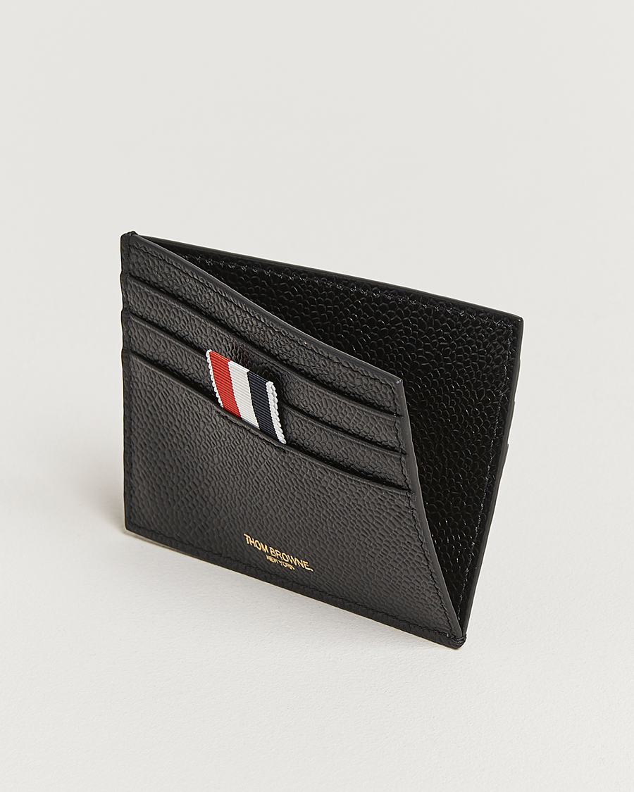 Herren | Thom Browne Pebble Grain Single Card Holder Black | Thom Browne | Pebble Grain Single Card Holder Black