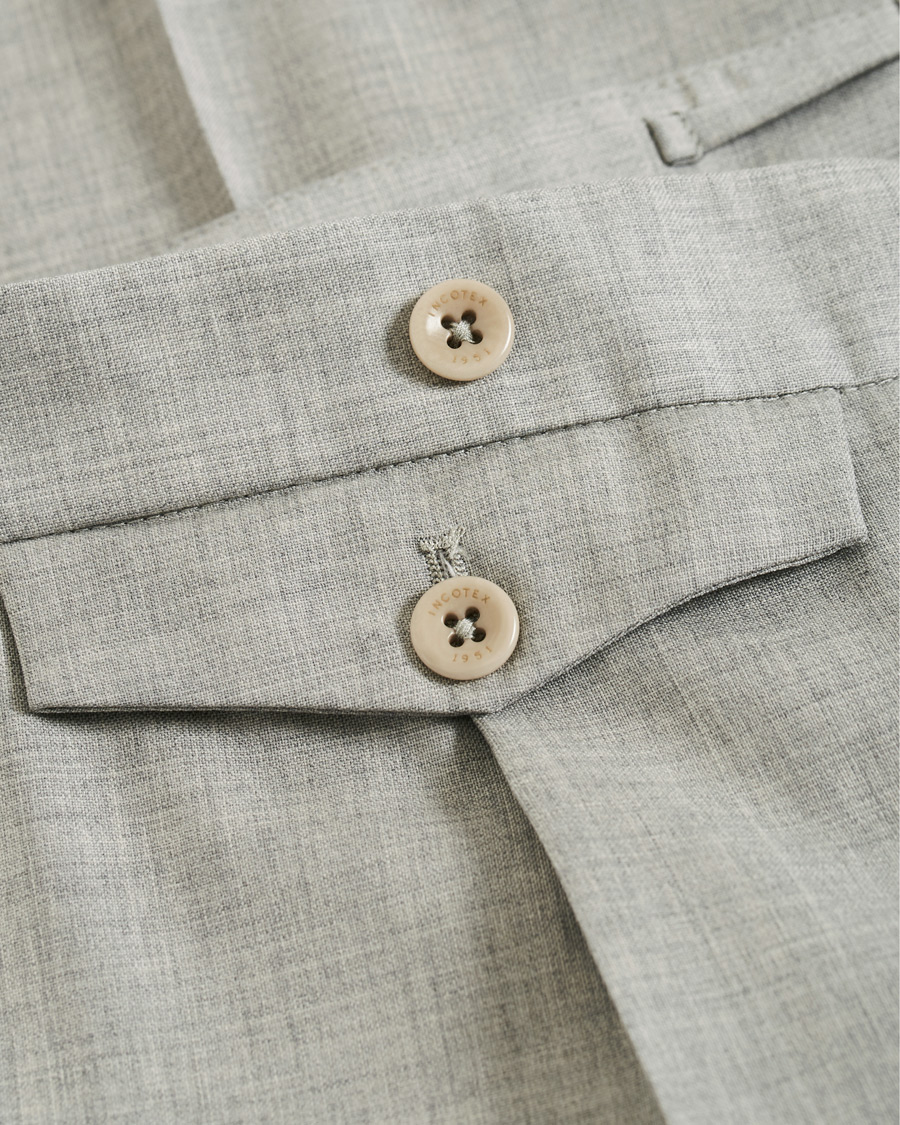 Herren | Hosen | Incotex | Slim Fit Pleated Super 100's Wool Trousers Light Grey