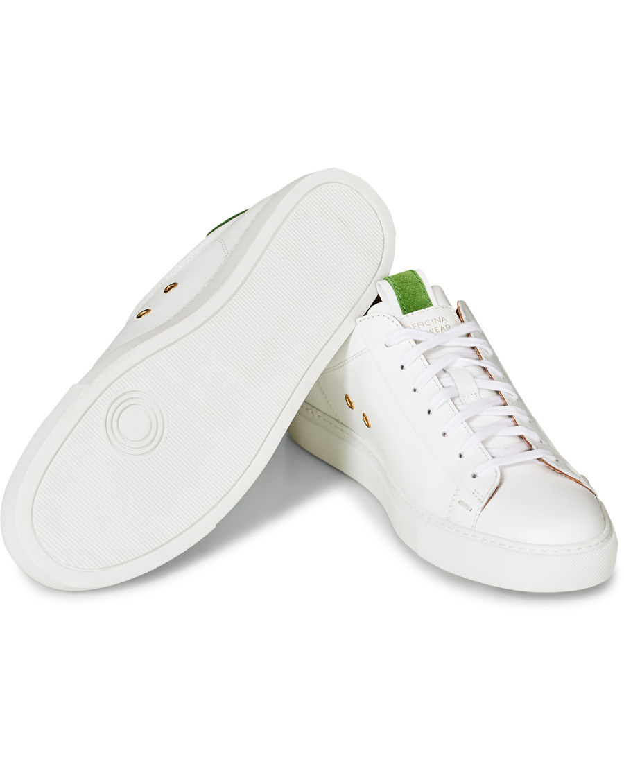 Herren | Slowear Officina Leather Sneaker White/Green | Slowear | Officina Leather Sneaker White/Green