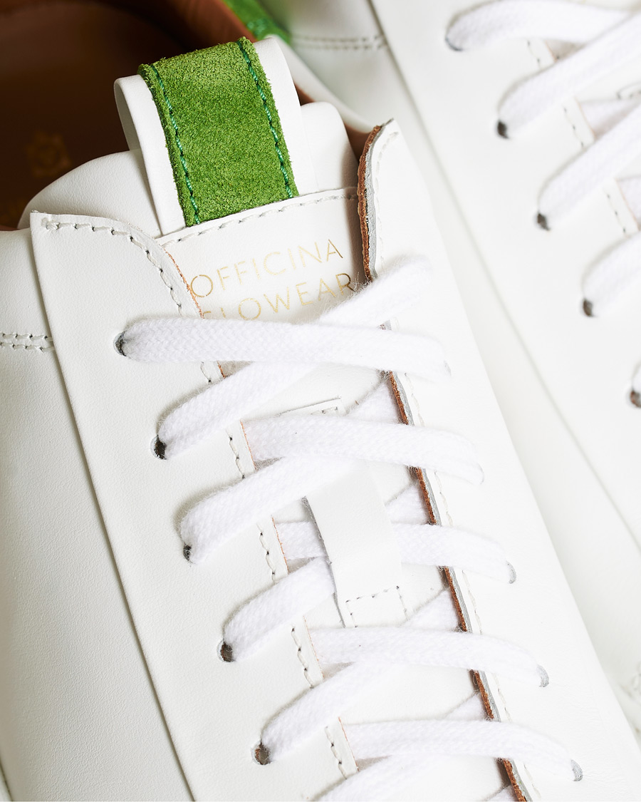 Herren | Slowear Officina Leather Sneaker White/Green | Slowear | Officina Leather Sneaker White/Green