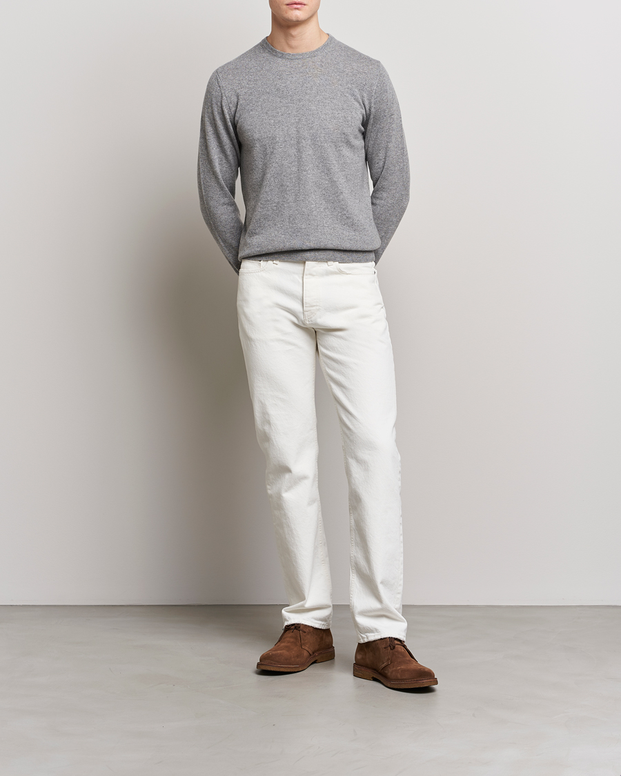 Herren | Pullover | Piacenza Cashmere | Cashmere Crew Neck Sweater Light Grey