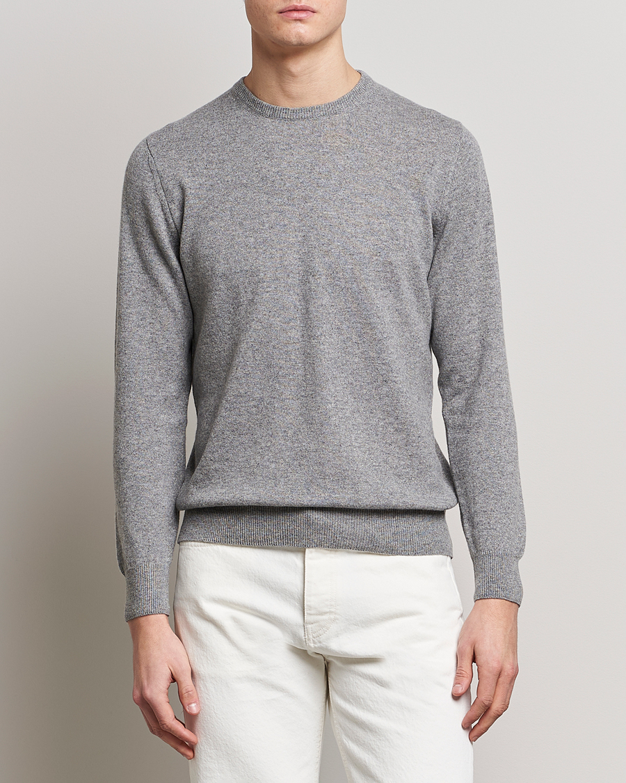 Herren | Piacenza Cashmere | Piacenza Cashmere | Cashmere Crew Neck Sweater Light Grey