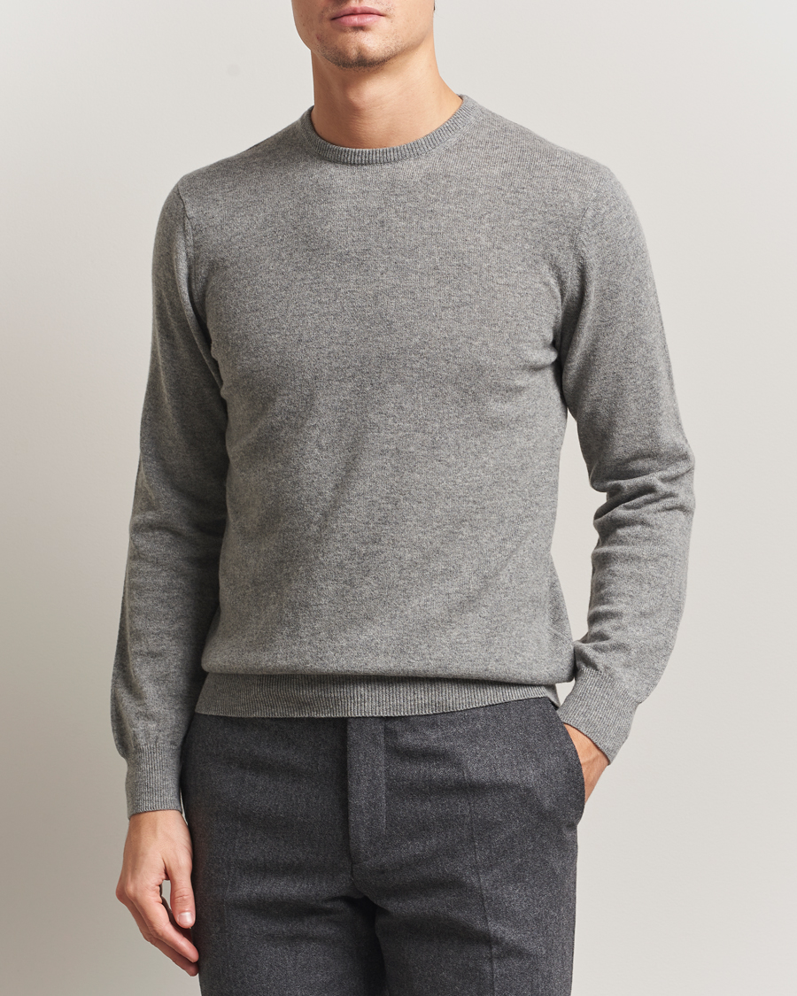Herren | Pullover | Piacenza Cashmere | Cashmere Crew Neck Sweater Light Grey