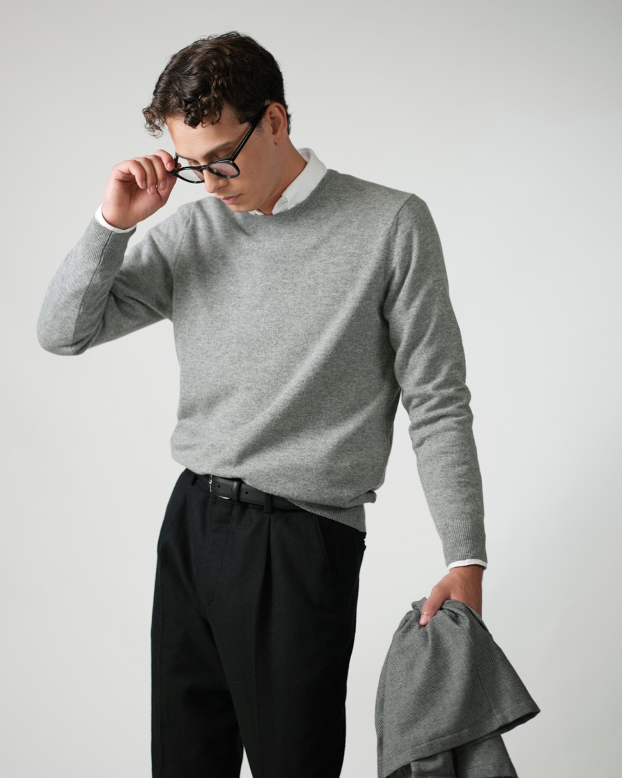 Herren | Pullover | Piacenza Cashmere | Cashmere Crew Neck Sweater Light Grey