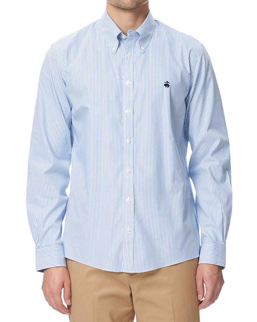 Herren | Hemden | Brooks Brothers | Milano Fit Non Iron Striped Shirt Light Blue