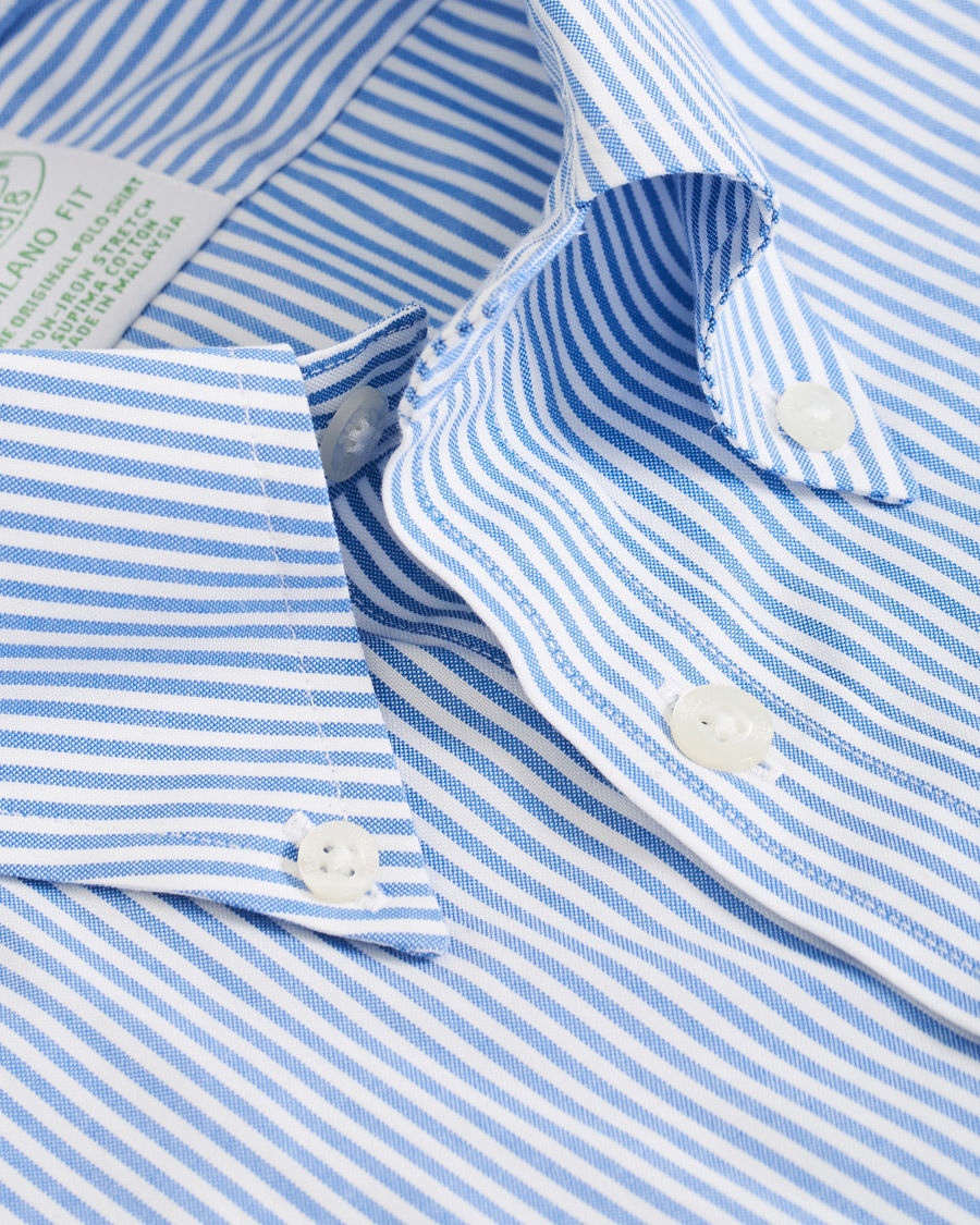 Herren | Hemden | Brooks Brothers | Milano Fit Non Iron Striped Shirt Light Blue