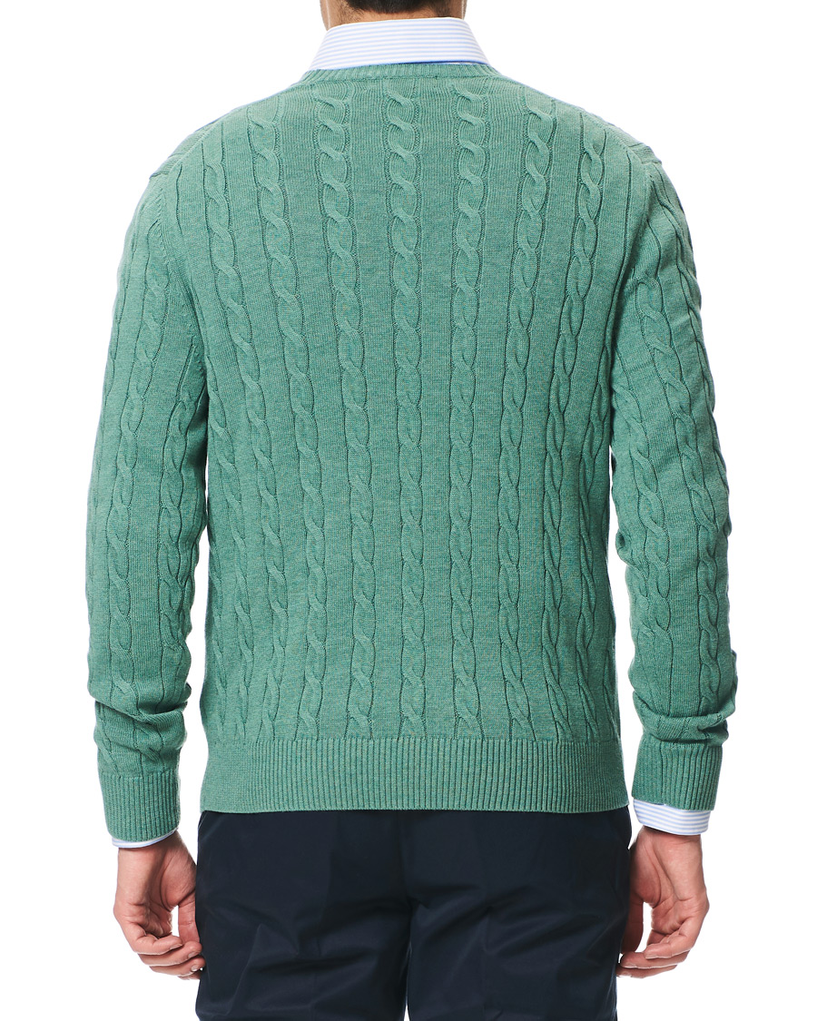 Herren | Pullover | Brooks Brothers | Cotton Cable Crew Neck Sweater Green Teal