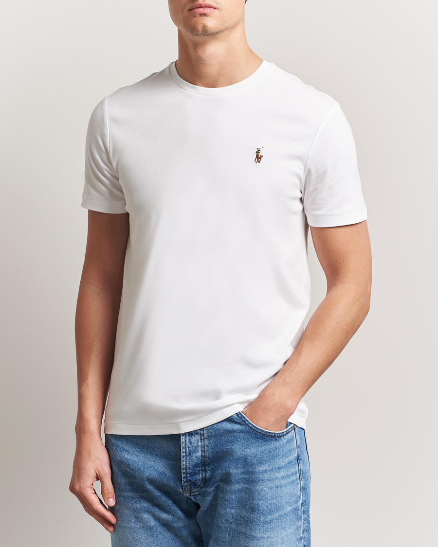 Herren | Weiße T-Shirts | Polo Ralph Lauren | Luxury Pima Cotton Crew Neck T-Shirt White