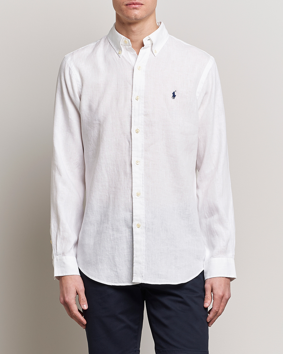 Herren |  | Polo Ralph Lauren | Custom Fit Linen Button Down White