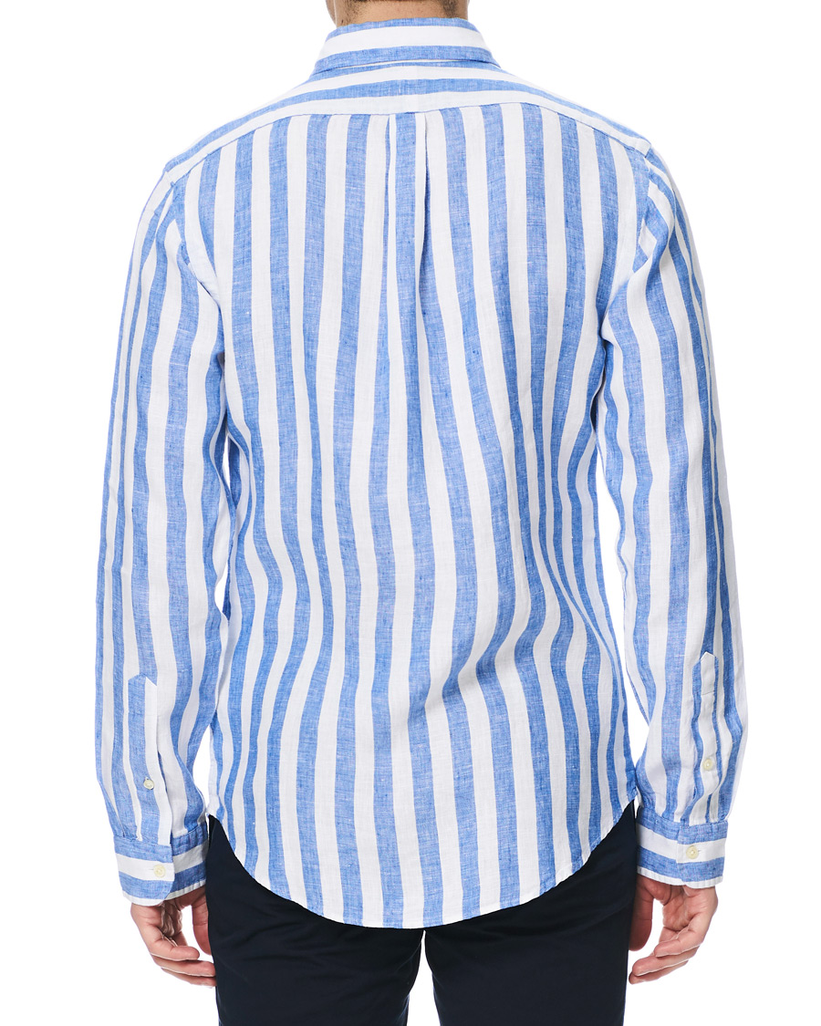 Herren | Hemden | Polo Ralph Lauren | Slim Fit Linen Stripe Shirt White/Blue