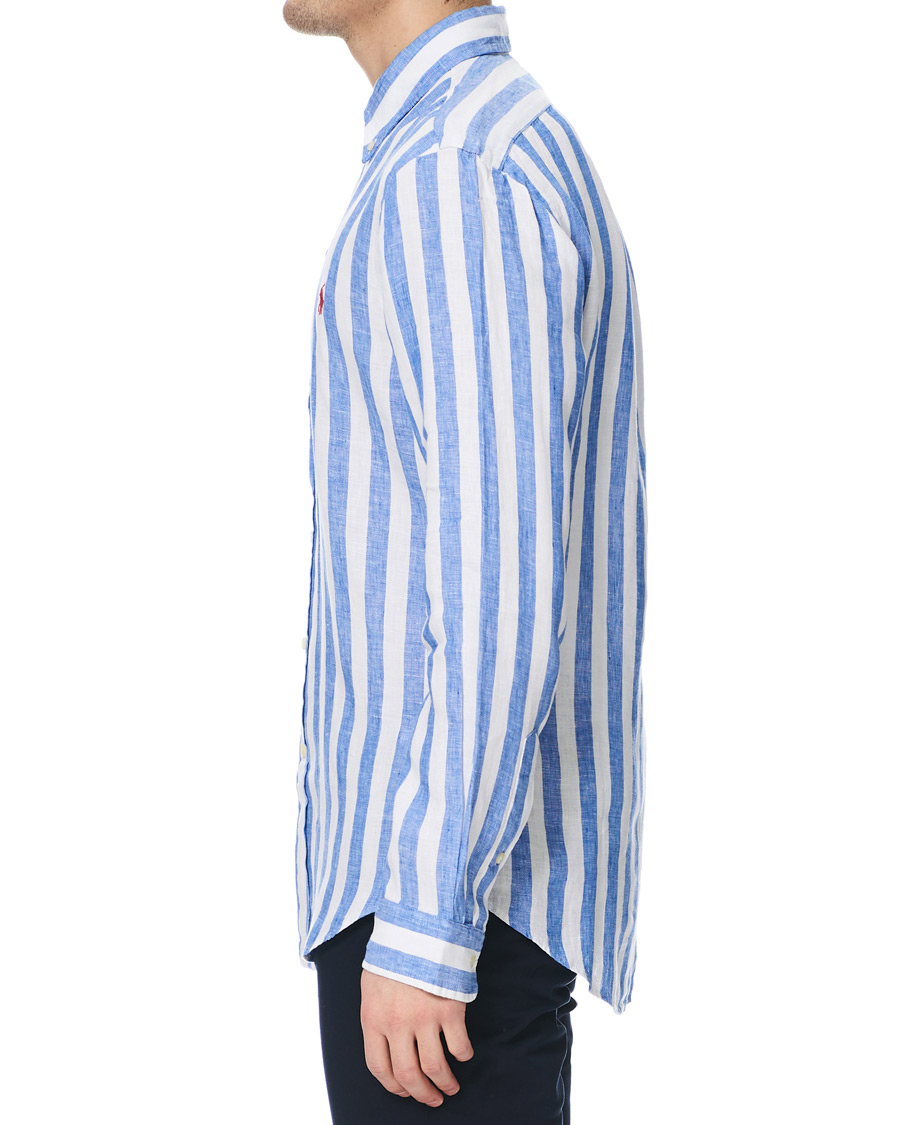 Herren | Hemden | Polo Ralph Lauren | Slim Fit Linen Stripe Shirt White/Blue