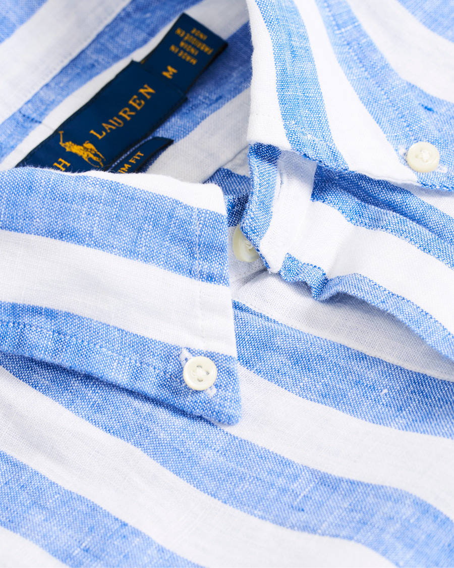 Herren | Hemden | Polo Ralph Lauren | Slim Fit Linen Stripe Shirt White/Blue
