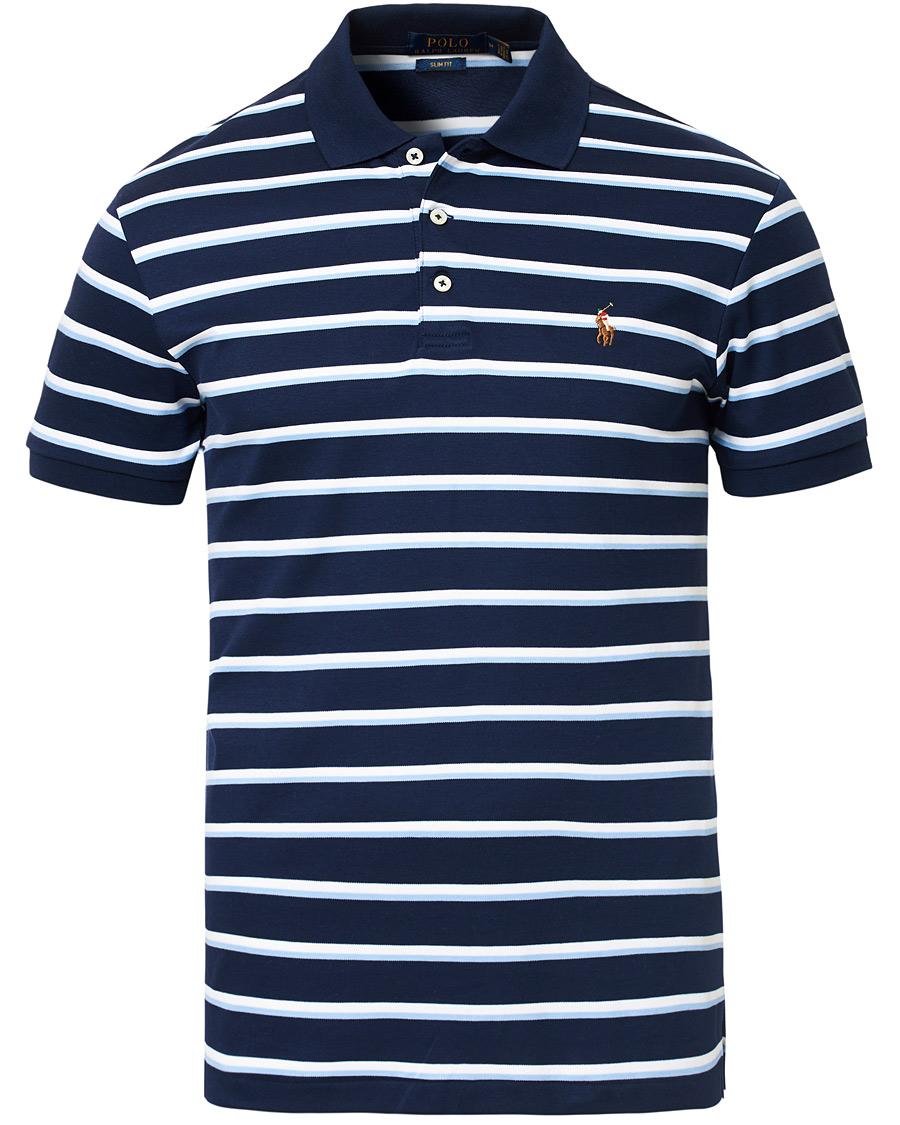 Herren | Poloshirts | Polo Ralph Lauren | Slim Fit Luxury Pima Cotton Stripe Polo Navy