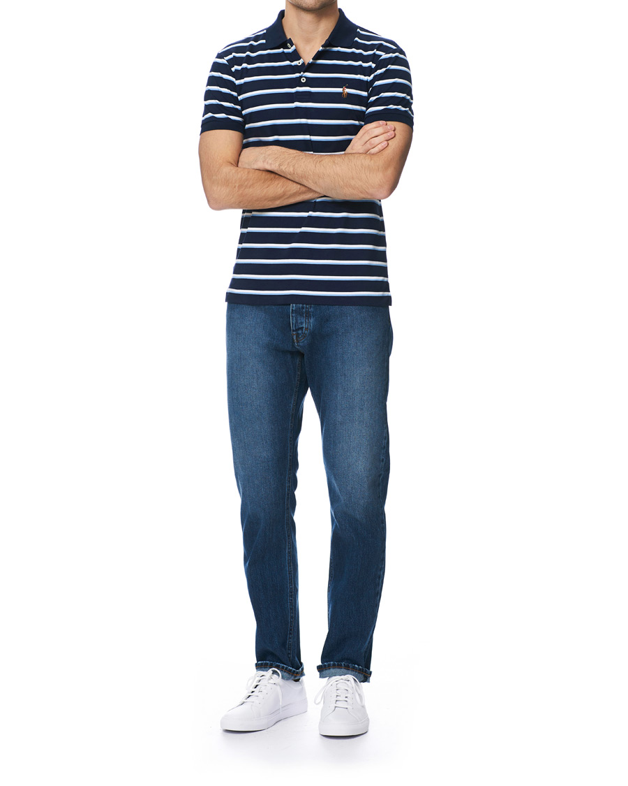 Herren | Poloshirts | Polo Ralph Lauren | Slim Fit Luxury Pima Cotton Stripe Polo Navy