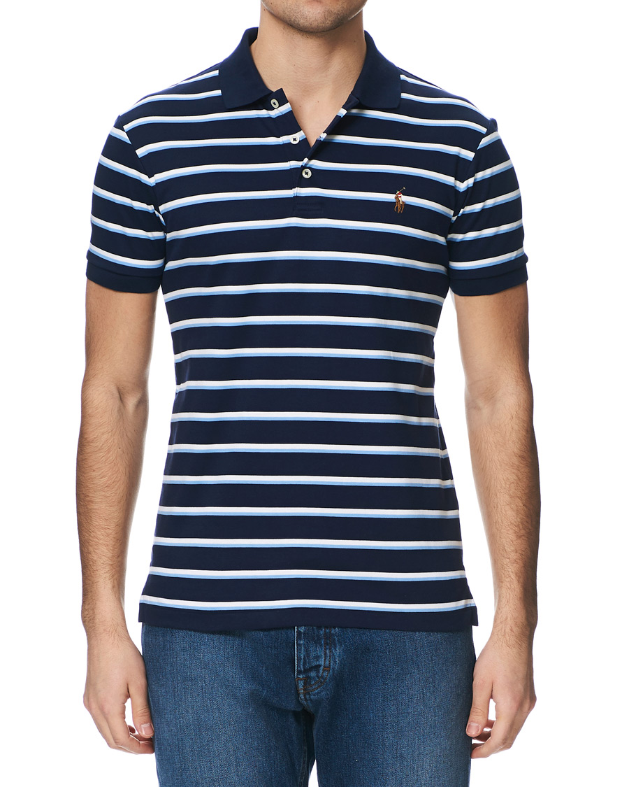 Herren | Poloshirts | Polo Ralph Lauren | Slim Fit Luxury Pima Cotton Stripe Polo Navy