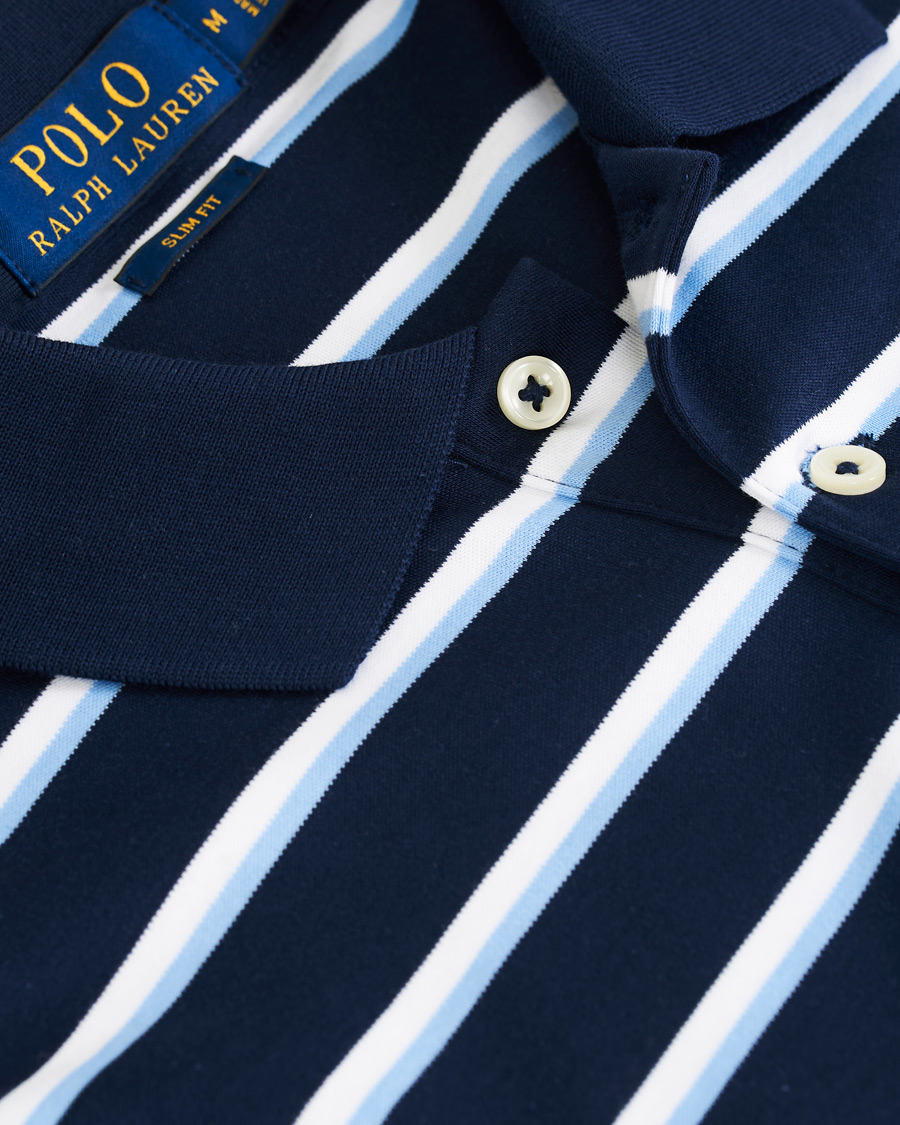 Herren | Poloshirts | Polo Ralph Lauren | Slim Fit Luxury Pima Cotton Stripe Polo Navy