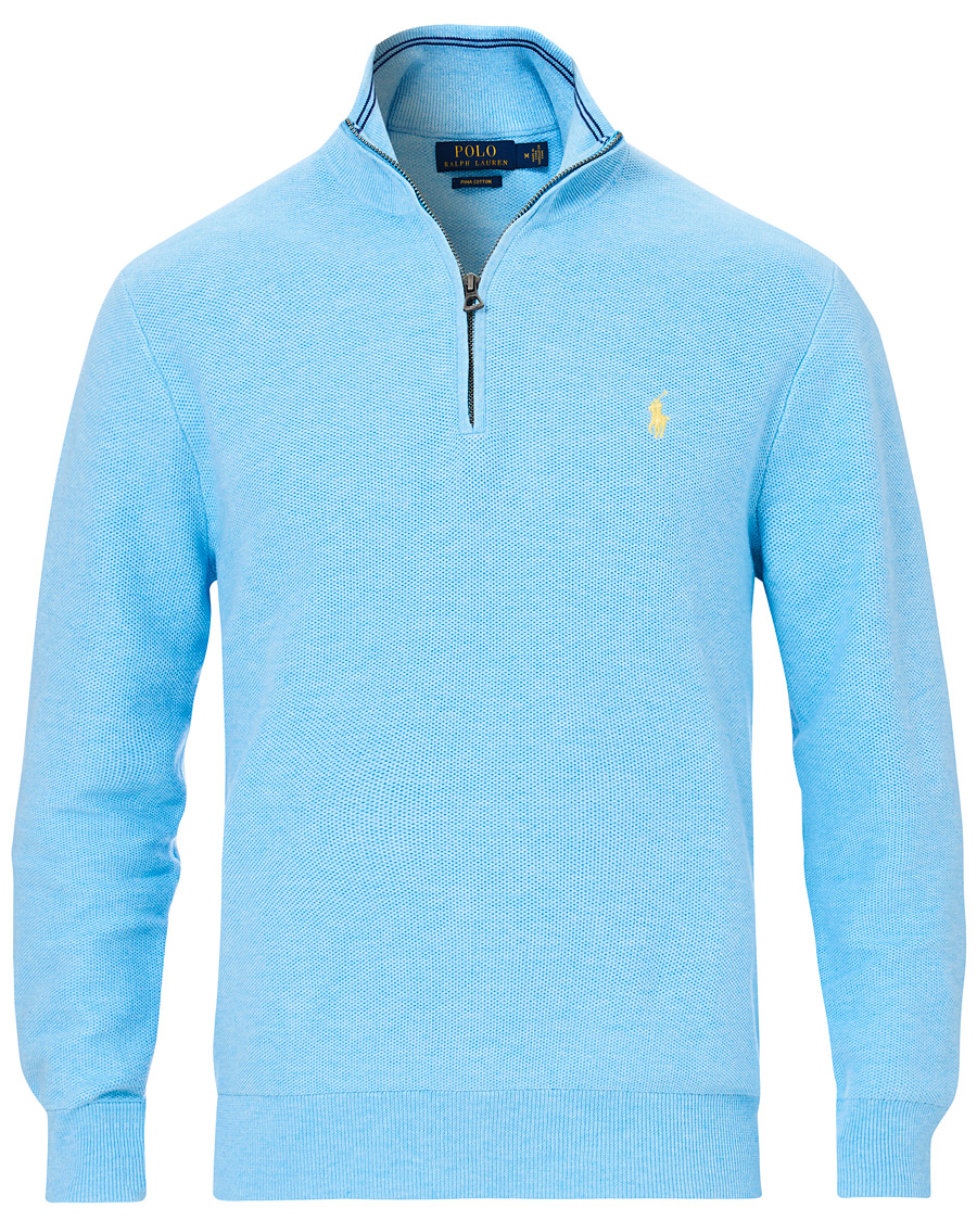 Herren | Pullover | Polo Ralph Lauren | Texture Half Zip Light Blue Heather