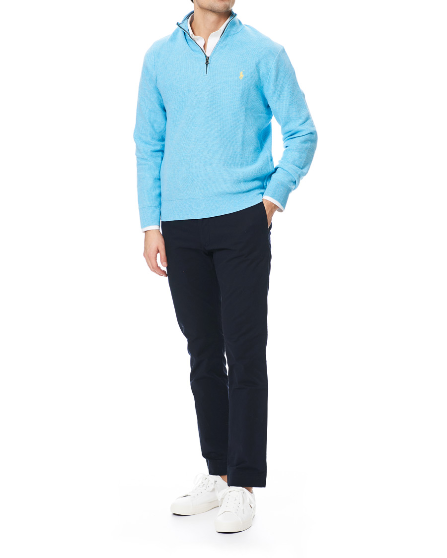 Herren | Pullover | Polo Ralph Lauren | Texture Half Zip Light Blue Heather