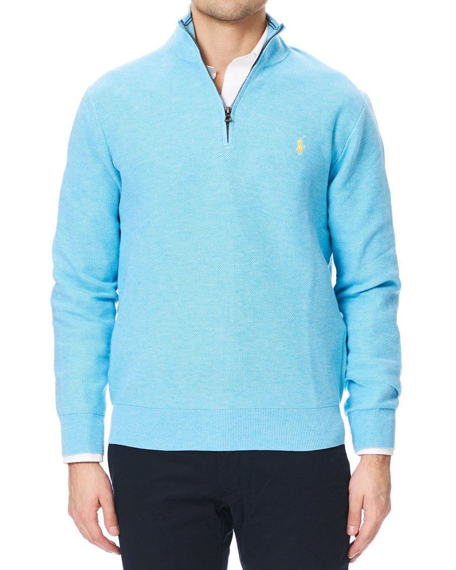 Herren | Pullover | Polo Ralph Lauren | Texture Half Zip Light Blue Heather
