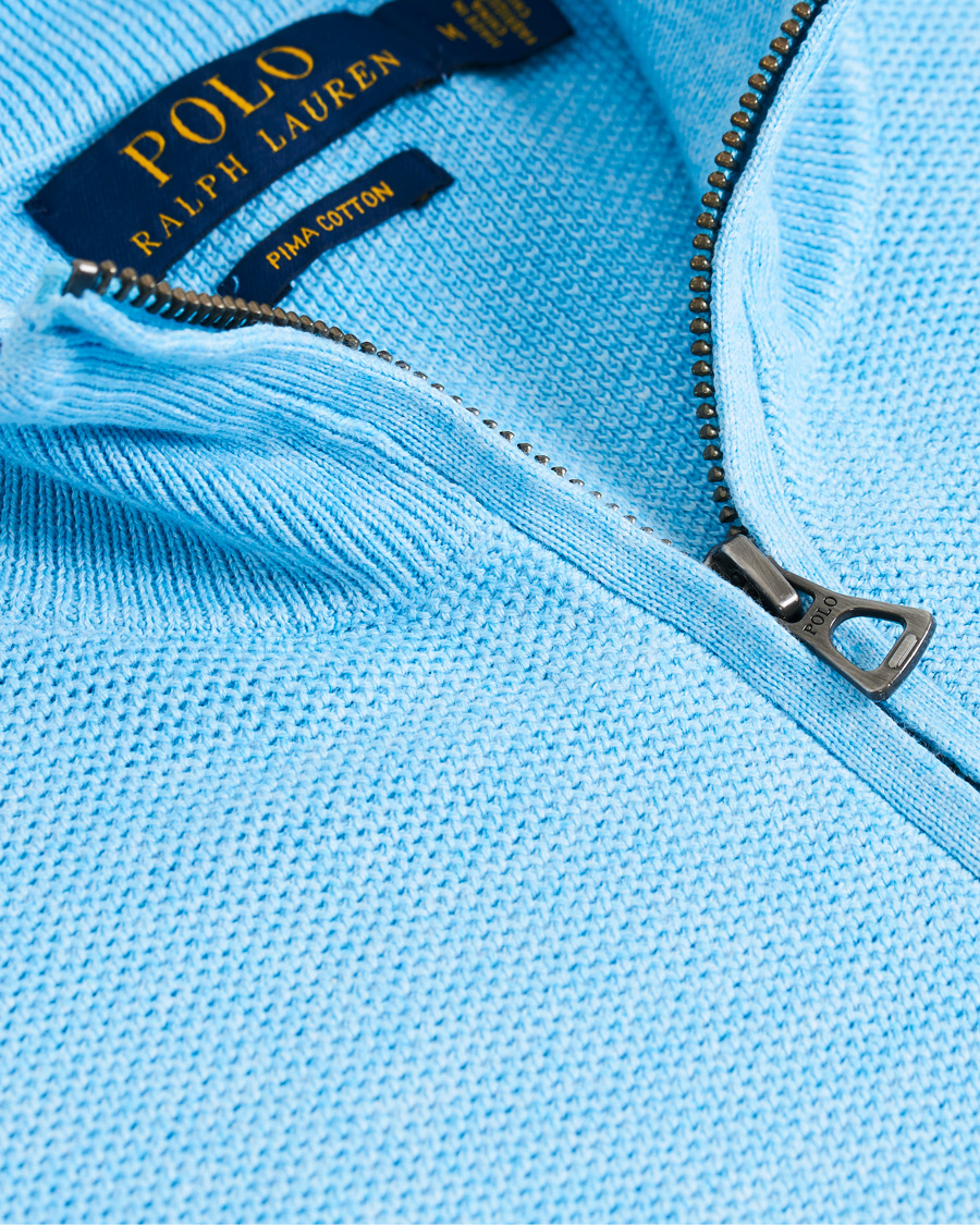 Herren | Pullover | Polo Ralph Lauren | Texture Half Zip Light Blue Heather