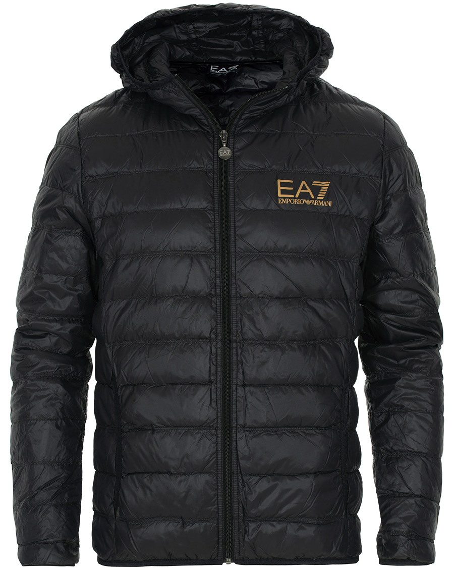 Herren | Jacken | EA7 | Train Core Light Down Hoodie Jacket Black/Gold