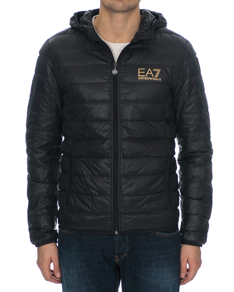 Herren | Jacken | EA7 | Train Core Light Down Hoodie Jacket Black/Gold
