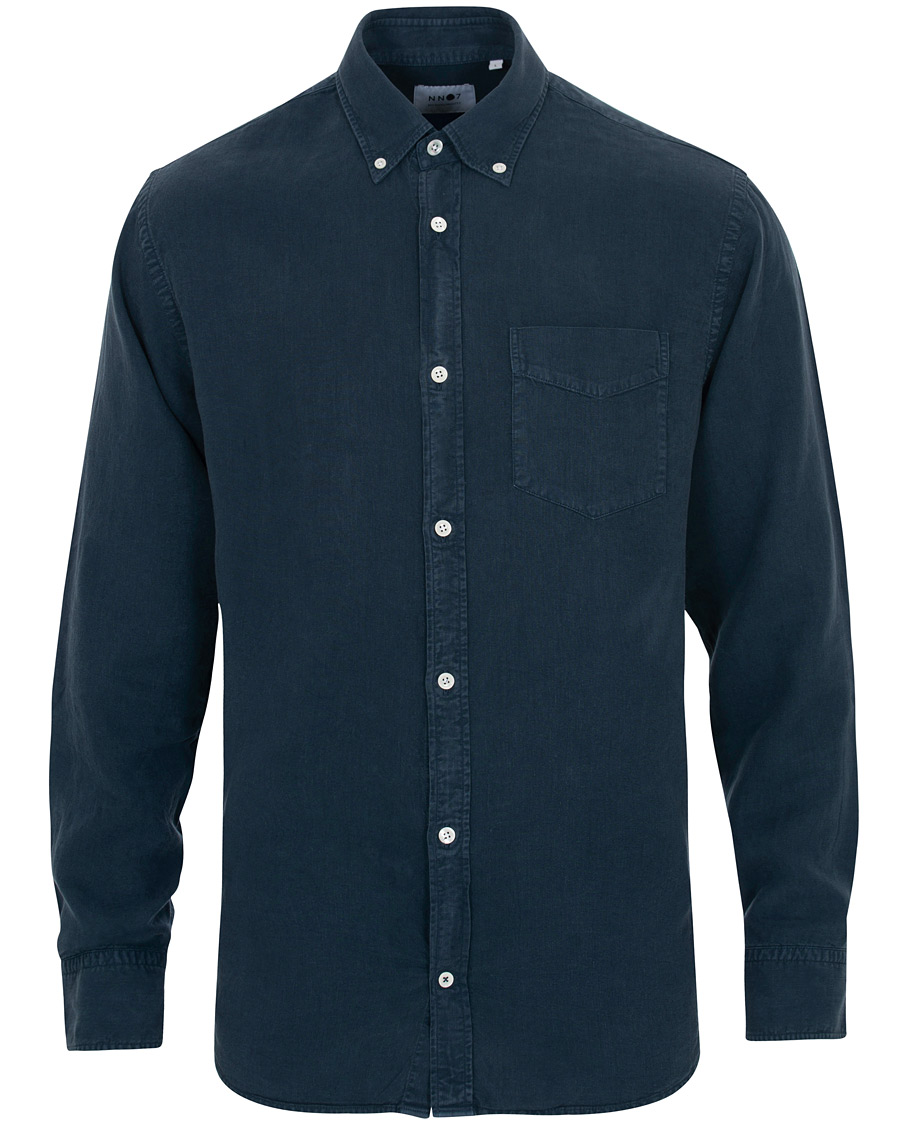 Herren | Hemden | NN07 | Levon Lyocell/Linen Button Down Shirt Navy Blue