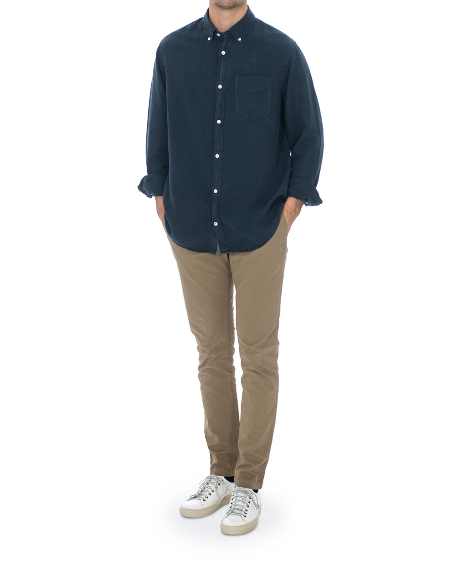 Herren | Hemden | NN07 | Levon Lyocell/Linen Button Down Shirt Navy Blue