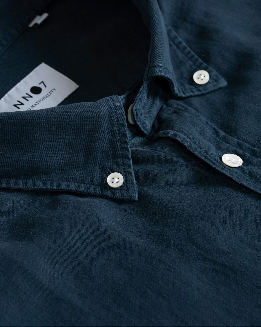 Herren | Hemden | NN07 | Levon Lyocell/Linen Button Down Shirt Navy Blue