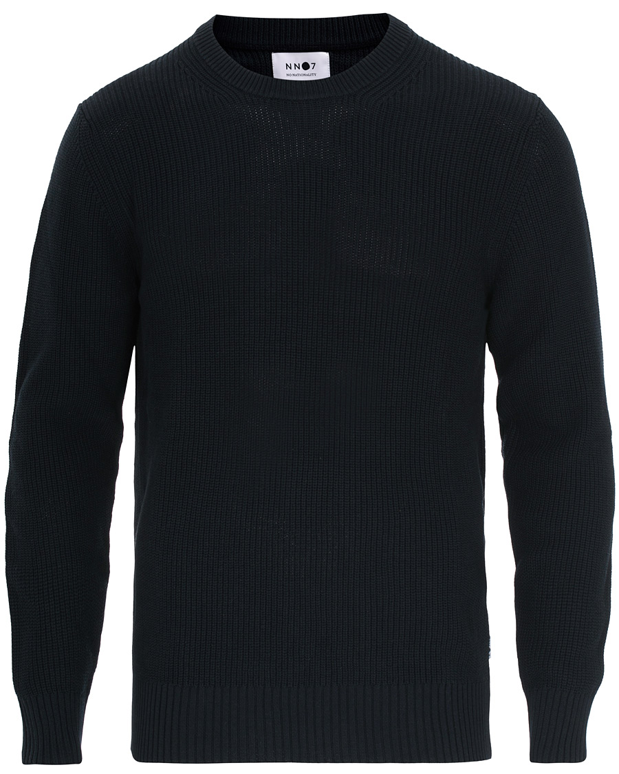 Herren | Pullover | NN07 | Knut Cotton Ribbed Crew Neck Navy