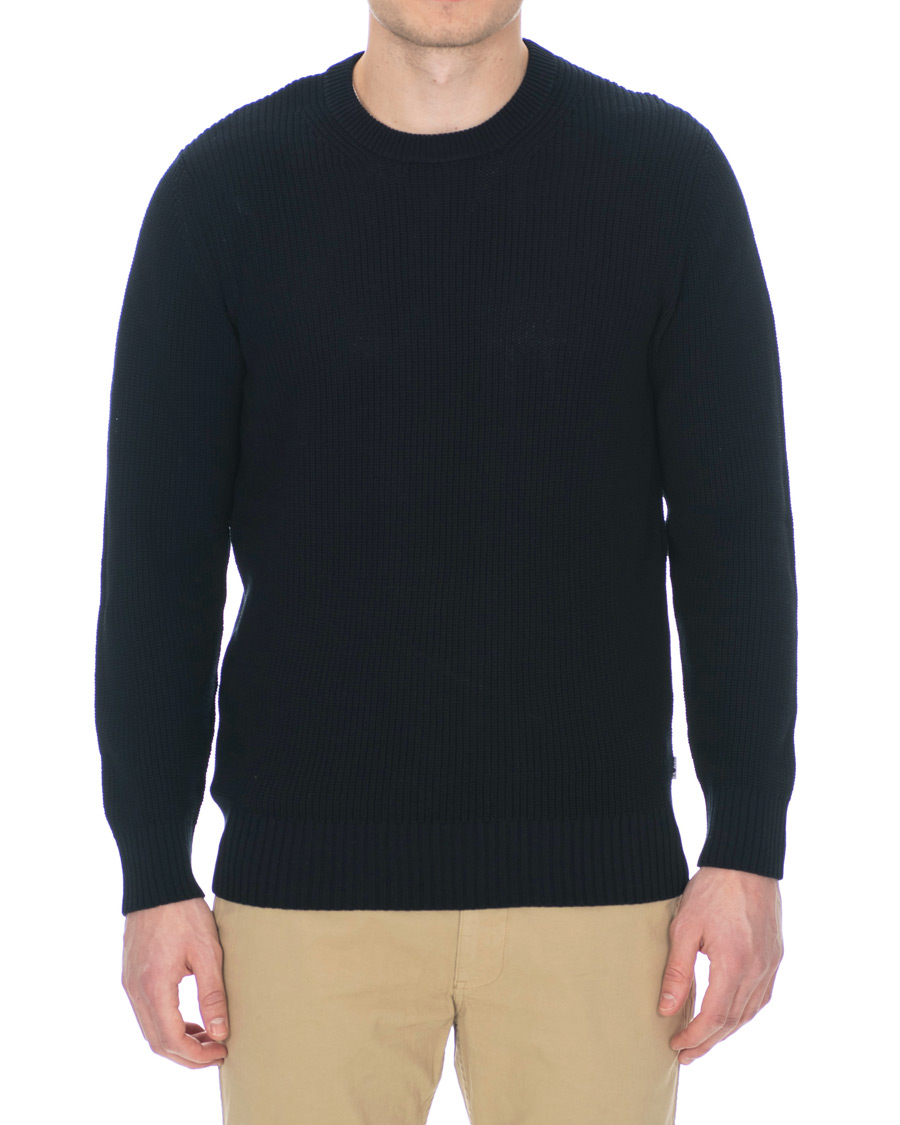 Herren | Pullover | NN07 | Knut Cotton Ribbed Crew Neck Navy