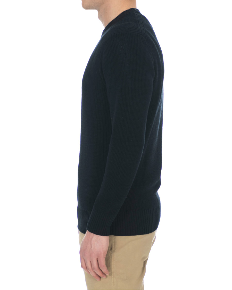 Herren | Pullover | NN07 | Knut Cotton Ribbed Crew Neck Navy