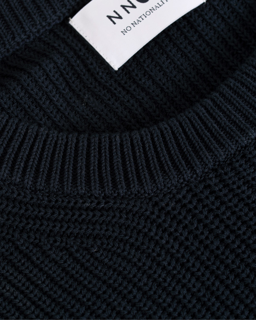 Herren | Pullover | NN07 | Knut Cotton Ribbed Crew Neck Navy