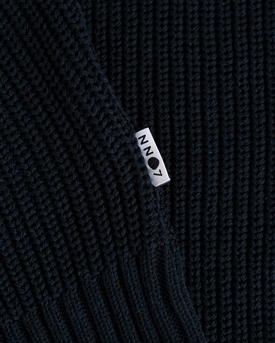 Herren | Pullover | NN07 | Knut Cotton Ribbed Crew Neck Navy