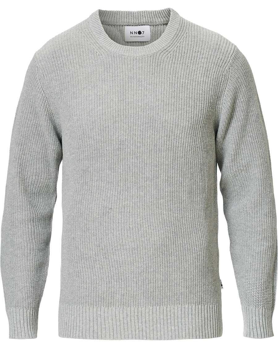 Herren | Pullover | NN07 | Knut Cotton Ribbed Crew Neck Medium Grey