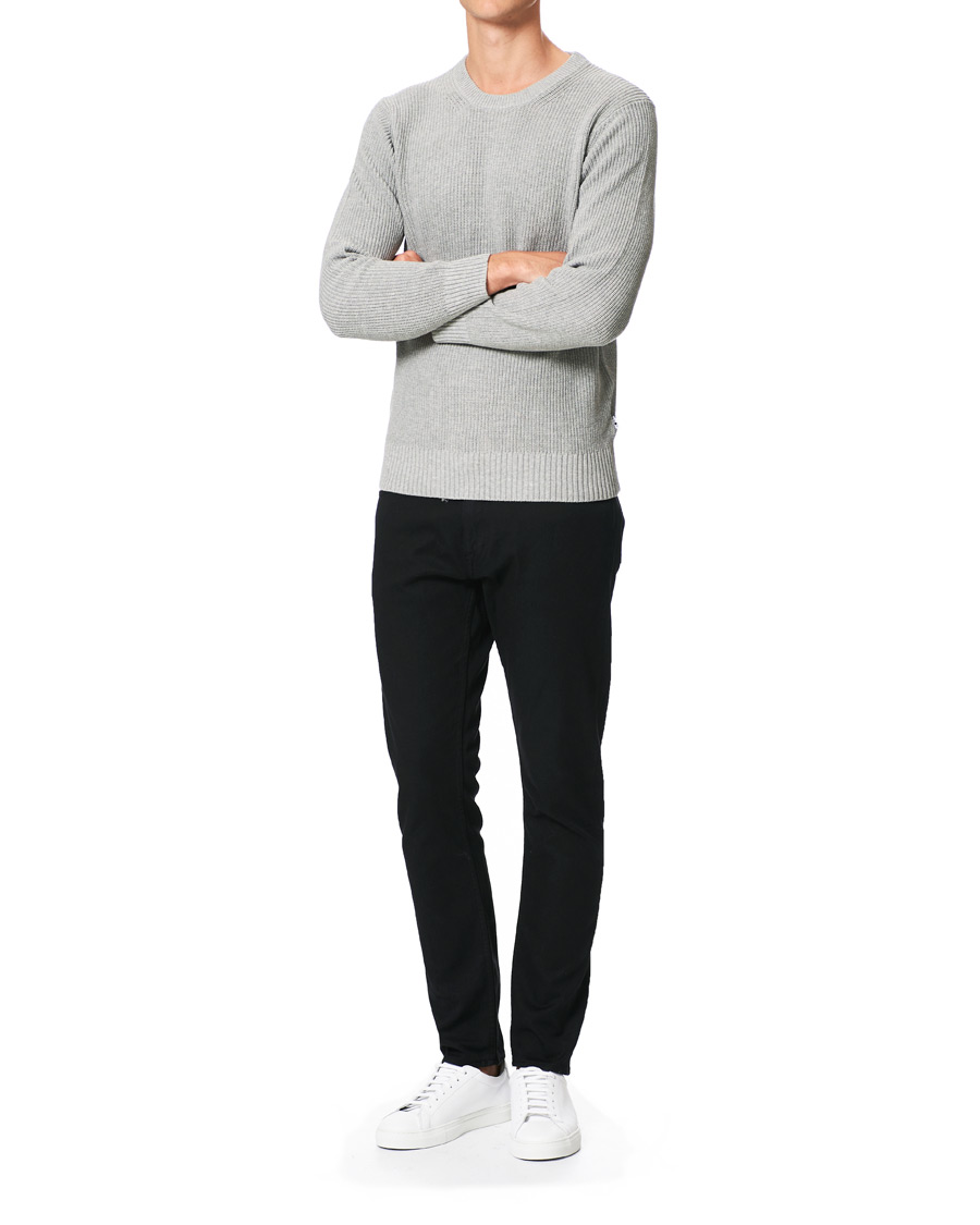 Herren | Pullover | NN07 | Knut Cotton Ribbed Crew Neck Medium Grey
