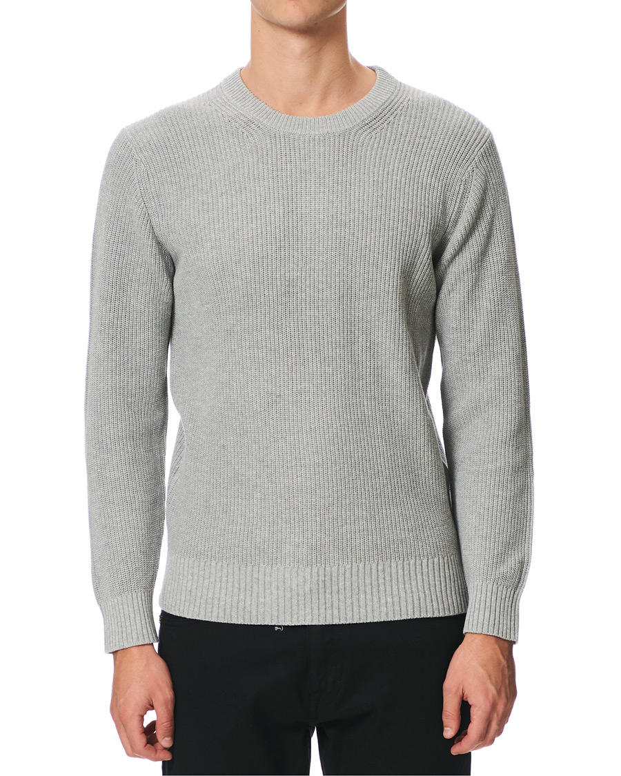 Herren | Pullover | NN07 | Knut Cotton Ribbed Crew Neck Medium Grey