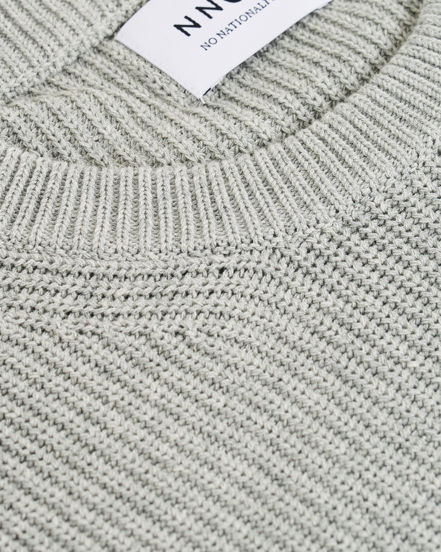 Herren | Pullover | NN07 | Knut Cotton Ribbed Crew Neck Medium Grey