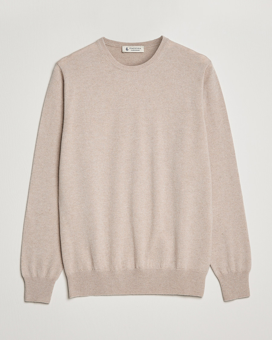 Herren | Pullover | Piacenza Cashmere | Cashmere Crew Neck Sweater Beige