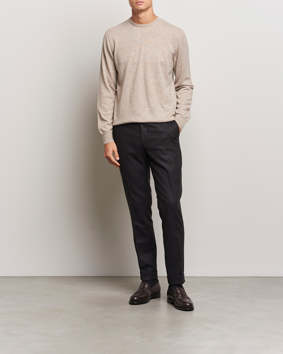 Herren | Pullover | Piacenza Cashmere | Cashmere Crew Neck Sweater Beige