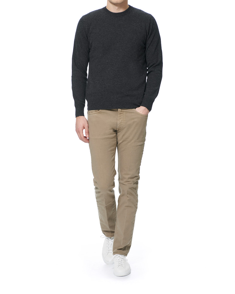 Herren | Pullover | Piacenza Cashmere | Cashmere Crew Neck Sweater Charcoal